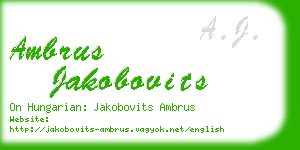 ambrus jakobovits business card